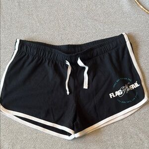 Flag Nor Fail Black and White Athletic Shorts with Elastic Waistband